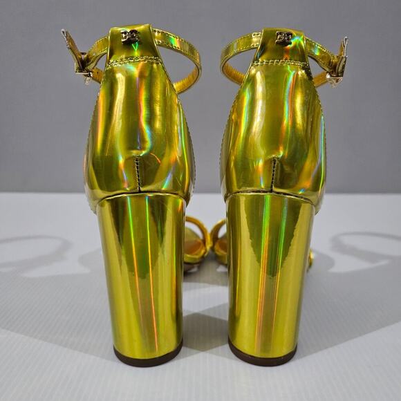 Sam Edelman Yaro Block Heel Sandal Womens 8 Metallic Gold Evening Wedding Party - Picture 9 of 13